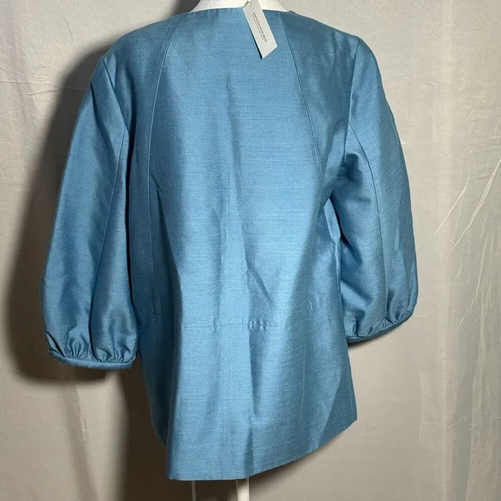 NWT Banana Republic Women’s Silk Blend Jacket Blue Button Front  L Career Dressy